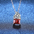 S925 Sterling Silver Cross-Border Cultured Emerald Moissanite Ruby Necklace-0-0