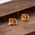 wholesale [925 Sterling Silver] Dunli Jewelry A Piece of Time Synthetic Amber Earrings for Women, Small and Exquisite Luxury Vintage New Collection-0-5