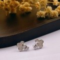 wholesale S925 Sterling Silver Four Seasons Full of Stars Diamond-Inlaid Clover Stud Earrings Fashion Niche Sophisticated Elegant Ear Accessories-0-3