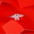 925 Silver Rectangular Moissanite Octagon Ring Simple Luxury Women's Jewelry-0-2