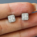 S925 Sterling Silver Moissanite Square Rhombus Earrings for Men and Women-0-4