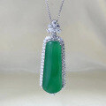wholesale [925 Silver] Zhuofan New Jadeite Green Imperial Green Ascending Step by Step Pendant Green Chalcedony Necklace Adjustable-0-0
