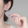 S925 Sterling Silver Moissanite Women's Cross Geometric Earrings-0-2