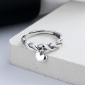 wholesale S925 Sterling Silver Twisted Twist Heart Tag Ring, Minimalist and Delicate Small Stackable Mid Finger Ring for Women-0-1