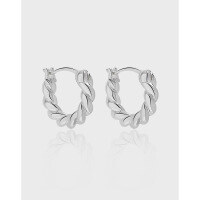 wholesale S925 Sterling Silver 738 Korean Version Rope Hoop Earrings Ins Minimalist Personality Retro Elegant Twist Earrings for Women-18K gold 925 silver
