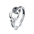 wholesale S925 Sterling Silver Retro Geometric Letter Ring, Amazon Best-Seller, Trendy Unisex Band-0-4