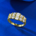 wholesale S925 Silver Gold-Plated European and American Style Fashion Double Row Zircon Ring Jewelry-0-3