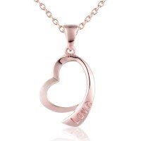 wholesale 14K Rose Gold/9K Gold DIY Personalized Engraving LOVE Heart Pendant, Heart-Shaped Necklace-White gold 9K (without chain)