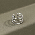 wholesale S925 Sterling Silver AR1201 Korean Style Fashionable and Retro Three-Layer Twist Edge Open Adjustable Ring-0-1