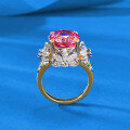 wholesale S925 Sterling Silver Luxury Intricate 11mm Padparadscha Sapphire Lotus Cut Ring for Wealthy Women-0-2