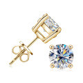 925 Sterling Silver Square Double Prong Single Stone D Color Moissanite Earrings-0-51