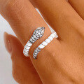 wholesale S925 Sterling Silver Snake Resin Adjustable Ring Fashion Bold Statement Christmas Accessory Unisex-0-3