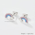wholesale S925 silver cross-border hot-selling children's stud earrings, small and exquisite luxury colorful zircon earrings, factory direct-0-8