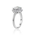 S925 Silver Plated 3ct Round Moissanite Women's Engagement Ring-0-3