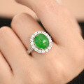 wholesale S925 Silver Direct Source Natural Chalcedony Egg-shaped 10*12mm Simple and Stylish Women's Ring-0-2