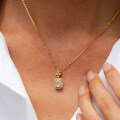 14K Gold Plated 925 Silver Full Moissanite Rectangle Emerald Pendant Necklace-0-0