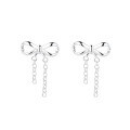 wholesale S925 Silver Korean Style Da Dong Men Bow Tassel Design Versatile Elegant Earrings Ear Studs-0-4
