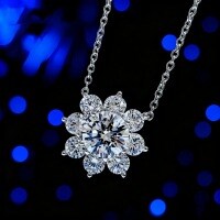 S925 Sterling Silver Cross-Border Moissanite Necklace, 1ct Four-Prong Choker-[5A Zircon] 6.5mm  925 Silver [18K Gold]