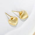 wholesale 925 Sterling Silver Italian-Style Brushed Matte Textured Heart Stud Earrings for Women, Small and Fashionable High-End Earrings-0-1