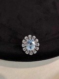 wholesale S925 Silver Trendy Minimalist Luxury Style Aquamarine with Rose-Cut Nanometer Stone Ring-0-0