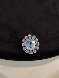 wholesale S925 Silver Trendy Minimalist Luxury Style Aquamarine with Rose-Cut Nanometer Stone Ring-xb612-white gold aquamarine