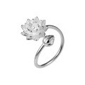 wholesale Fine Silver S990 Narcissus Lotus Flower Ring, Live Stream Hit Rotatable Bloom Index Finger Ring R01094-0-4