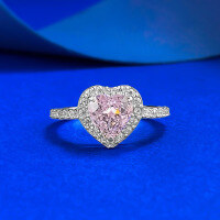 wholesale S925 silver jewelry new style, heart-shaped 7*7 pink diamond inlay, fresh and elegant cross-border live streaming collection-R1433 Heart-Shaped Pink Diamond>No. 9