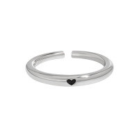 wholesale S925 Sterling Silver Minimalist Smooth Heart Resin Adjustable Open Ring, Korean Version Indie Design-Platinum [No. 15/Adjustable] Opening adjustable