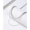 wholesale 925 Sterling Silver Stacked Double Layer Snake Chain Necklace for Women, Hip-Hop Niche Minimalist High-End Sense Versatile Collarbone Necklace-0-0