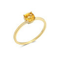 wholesale S925 Sterling Silver Gold-Plated Japanese Light Luxury Minimalist Natural Citrine Birthstone Ring for Women Ready-to-Ship Wholesale-0-0