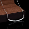 Sterling Silver Moissanite Pendant Necklace, Women's Smile Locket Collarbone Chain-0-0