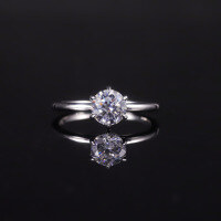 wholesale Classic minimalist 1ct cubic zirconia ring in S925 sterling silver with eagle claw setting solitaire engagement ring-925 Silver Ring with Cubic Zirconia  US Size 8