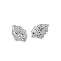 wholesale S925 Sterling Silver 7167 Korean Version Ins Style Minimalist Design Versatile Textured Crinkle Effect Earrings for Women-Platinum [with sterling silver ear plugs] &gt; 925 silver