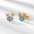wholesale S925 Sterling Silver Japanese and Korean New Retro Swiss Blue Topaz Star Earrings, Fashion Versatile Women's Stud Earrings Manufacturer Wholesale-0-3