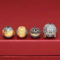 wholesale Sterling silver gold-plated vintage Thai silver Yellow Jambhala Six True Words round bead Mahakala dragon bead DIY bracelet accessories-0-2