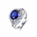 wholesale S925 silver ring with lab-grown 5ct ruby and premium royal blue sapphire in fine jewelry-0-4