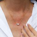 Sterling Silver Moissanite Women's Necklace, Sparkling Square Sugar Heart Pendant-0-1