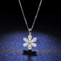 925 Silver Pendant with 1-Carat Moissanite Women's Camellia Necklace-0-2