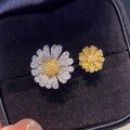 wholesale S925 Sterling Silver Red Elk All-Over Ins Double Daisy Openable Yellow Diamond Ring Elegant Fashion Exquisite Light Luxury Temperament-0-3