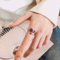 wholesale S925 Sterling Silver Korean-style Cute Christmas Series Resin Double-Layer Bow Star Design Adjustable Ring-0-3