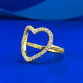 wholesale S925 Silver Gold Color Hollow Heart Ring with Surround-Set Accents, Petite and Elegant, for Live Streaming and Cross-Border Xiaohongshu-0-2