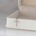 wholesale S925 Sterling Silver Fresh and Sweet Ins Style Niche Design Full Diamond Cross Necklace Y01646-0-2