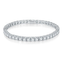 wholesale 925 Silver Tennis Bracelet with Classic Four-Prong 03ct 05ct 1ct Full Circle D Color VVS Moissanite-3mm 16cm
