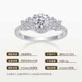 Sterling Silver S925 Light Luxury Closed Panyu Wholesale Cross-border Round Moissanite Women's Ring-0-4