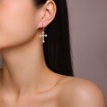wholesale Metal: 925 Sterling Silver European and American fashion Gothic cross jewelry, square and round face Amazon best-selling light luxury elegant earrings-0-3