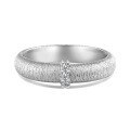 wholesale 925 Sterling Silver Ring for Women, Fashionable Brushed Finish with Micro-Paved Zirconia, Versatile Silver Band-0-6