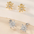 wholesale S925 zirconium stud earrings for women, eight-pointed star spring ear cuff, minimalist and elegant ins-style earrings for European and American foreign trade-0-3