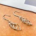 wholesale S925 Sterling Silver Multi-Twist Long Drop Earrings with Hook, Super Fairy Rhombus Twist Earrings, Ins Versatile Style-0-5