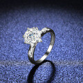 Silver Moissanite Ring Six-Prong Flash Diamond-0-3