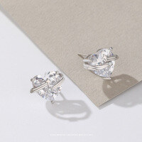 wholesale S925 Sterling Silver Extra Large Heart Zircon Ear Studs Fresh Sweet Luxury Ear Accessories Cross-border New Jewelry Wholesale-00404-Oversized Heart Zircon Earrings 925 Silver